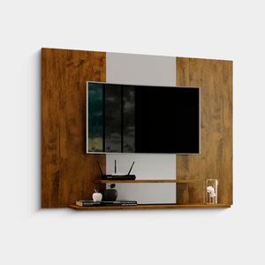 Painel Para Tv Até 50 Polegadas Suspenso Talento Com 2 Prateleiras 91x120cm Canela-off White