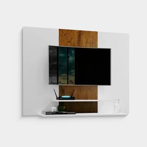Painel Para Tv Até 50 Polegadas Suspenso Talento Com 2 Prateleiras 91x120cm Branco-canela
