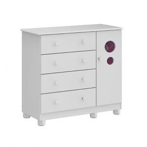 Cômoda Infantil Duda Plus Com 1 Porta 4 Gavetas Peroba Branco