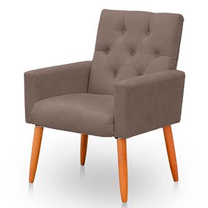 Poltrona Para Sala Reforçada Confortável íris Suede Capuccino