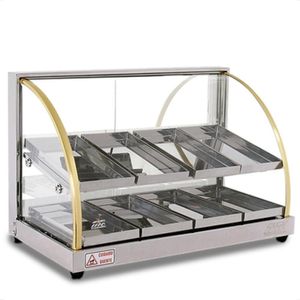 Estufa Vitrine Expositor Dupla Inox Para Salgados 8 Bandejas