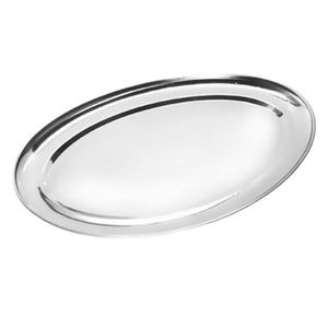 Bandeja Travessa Oval Rasa Inox Filé Parmegiana Peixe 39cm