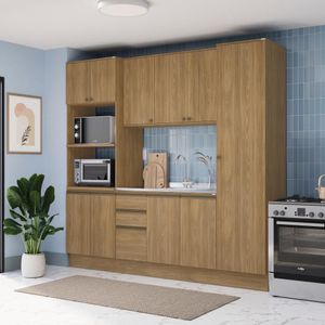 Cozinha Compacta Celeste Kappesberg 100% Mdf Nogueira 240cm