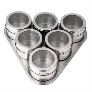 Porta Temperos Condimentos Magnético Inox 6 Potes Imantado