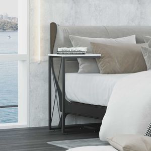 Mesa De Cabeceira Aço Carbono Base Preta X Branco