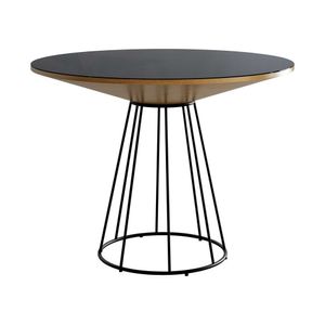 Mesa De Jantar Emma Cone Chanfrada Redonda Nozes Base Preta 1.20 Cm Vidro Preto