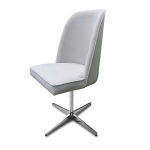 Cadeira Anatômica Estofada Base Giratória Cromada Shopia Suede Cinza