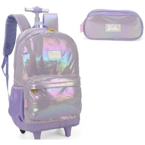 Kit Mochila De Rodinha Lilás + Estojo Maxlog Mc51627bb2500