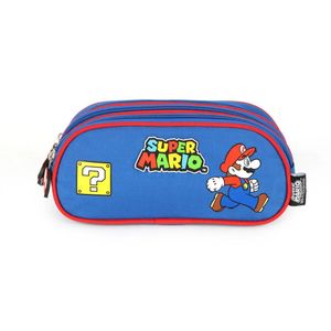 Estojo Triplo Escolar Super Mario Azul