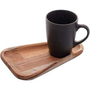 Caneca C/pires Madeira Teca 22x15x11cm 350ml