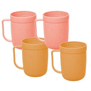 Jogo 4 Canecas Fibra De Bambu E Pp Cores Sortidas Textura 300ml Lyor