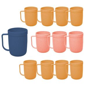 Jogo 12 Canecas Fibra De Bambu E Pp Cores Sortidas Textura 300ml Lyor