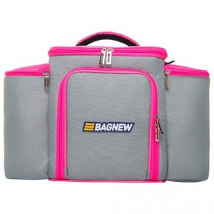 Bolsa Térmica 4 Potes - Cinza Com Rosa - Padrão: único