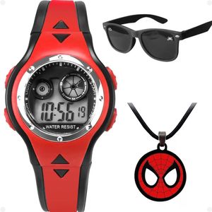 Relogio Infantil Vermelho Led + Colar + Oculos Proteção Uv