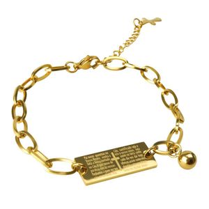 Pulseira Masculina Aço Dourada Religião Presente Religiosa