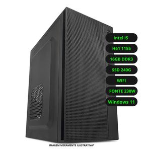Computador CPU Intel Core i5 16GB DDR3 SSD 240GB Wi-Fi Fonte 230W Bivolt Windows