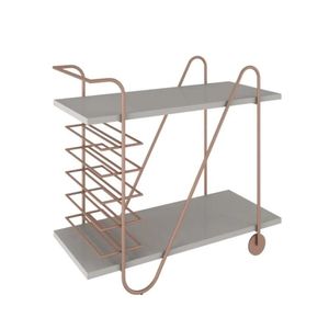 Carrinho Bar London 95cm Off White/Cobre