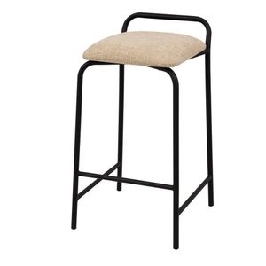 Banqueta Industrial Linx Média Com Assento Estofado Preto- Areia