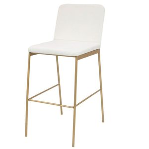 Banqueta Chloe Em Metal Dourado Moderna E Estilosa Dourado-branco