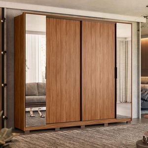 Guarda Roupa Casal Laredo Nogueira Touch Flex Com Espelho E Pés Demóbile - Demartêz