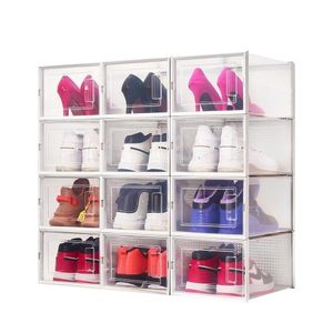 Kit 6 Caixa Sapateira Empilhavel Organizador Dobravel Guarda Roupa Sapatos Tenis Box Quarto Closet Lavanderia Branco