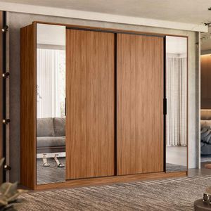 Guarda Roupa Casal Laredo Nogueira Touch Flex Com Espelho Demóbile - Demartêz
