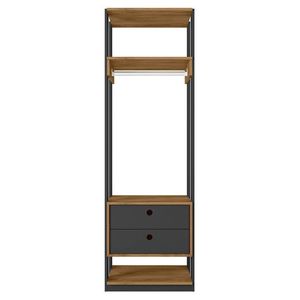 Guarda Roupa Modulado Closet Titan 2 Gavetas Preto Velluto/freijó - Pr Móveis Preto Velluto/ Freijó