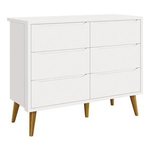 Cômoda Infantil Theo 6 Gavetas Branco Fosco Com Pés Amadeirado - Reller Móveis Branco Fosco