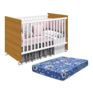 Berço Americano Tico Branco Savana Com Colchão D18 - Reller Móveis Branco Savana