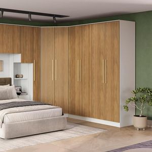 Guarda-roupa 2 Portas 2 Cabideiros Kappesberg Adapt Branco/nogueira 80cm