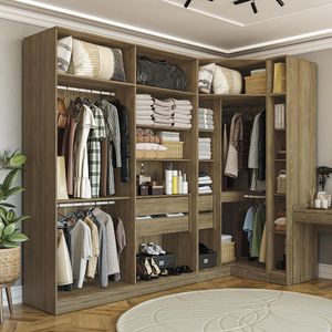 Guarda-roupa Closet 2 Gavetas Kappesberg Adapt Nogueira 158cm