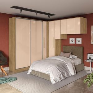 Quarto Modular Kappesberg Adapt Nogueira/macadâmia 6 Peças 246cm X 241cm