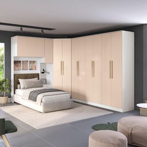 Quarto Modular Kappesberg Adapt Branco/macadâmia 6 Peças 246cm X 341cm