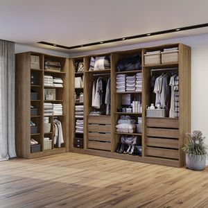 Conjunto Closet Kappesberg Adapt Nogueira 4 Peças 337cm X 175cm