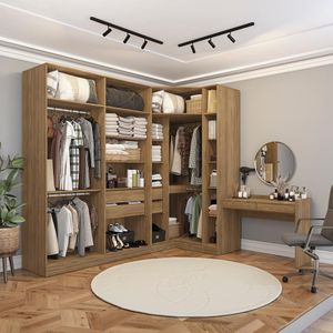 Conjunto Closet Kappesberg Adapt Nogueira 4 Peças 263cm X 235cm