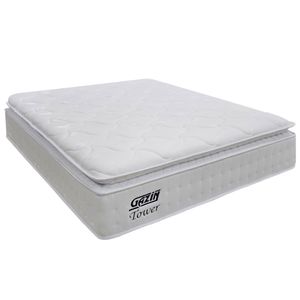 Colchão Casal Molas Ensacadas Gazin Com Pillow Tower New 138x188x35cm Branco Branco