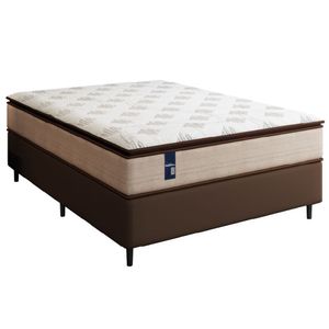 Cama Box Casal Colchão Gazin Molas Powerblue 138x188x65cm Marrom/bege - 200 Kg Por Pessoa Marrom/beg