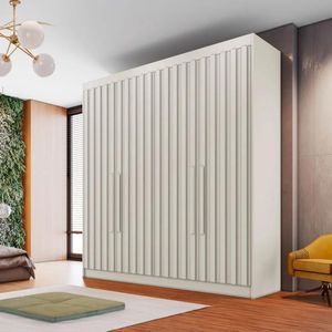 Guarda Roupa Potente 1,69m 4 Portas Ripadas Off White