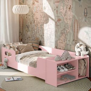 Mini Cama Infantil Aconchego Montessoriana Com Sapateira E Sapateira Para Quarto De Criança Menina E Menino Cor Rosa