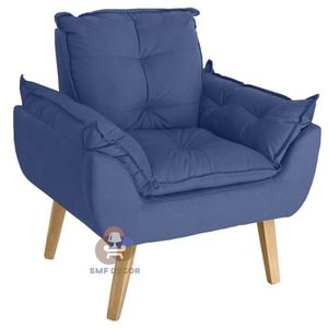 Poltrona Opala Suede Azul Marinho