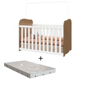 Kit Berço Peroba Uli Sem Rodízios Colchão Impermeável Incluso