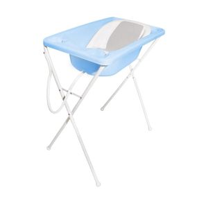 Banheira Bebê Galzerano Acqua Trio Azul Com Suporte Redutor Azul Pastel