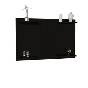 Painel TV Até 50 Pol Em MDF Com Prateleiras Para Decoração Preto