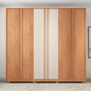 Guarda Roupa Casal Mozart 6 Portas Freijo Off White Caemmun Freijo Com Off White