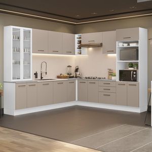 Armário De Cozinha Completa 549cm Branco/crema Agata Madesa 01 Branco/crema