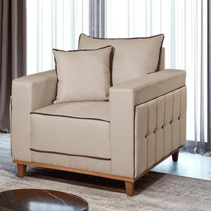 Poltrona Montes Claro 97cm Linho Bege
