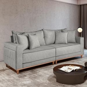 Sofá Montes Claros Living 2,16cm Tecido Boucle Cinza