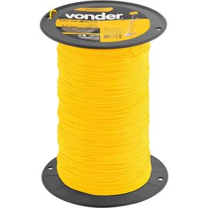 Fio De Nylon 2,0mm X 500m Redondo Para Roçadeiras E Aparadores Vonder Rolo Amarelo Universal