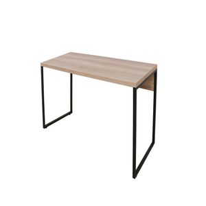 Mesa De Escritório Diretor Estilo Industrial Preto Amadeirado