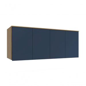 Armário Aéreo 4 Portas Kappesberg Adapt Nogueira/azul Profundo 175cm
